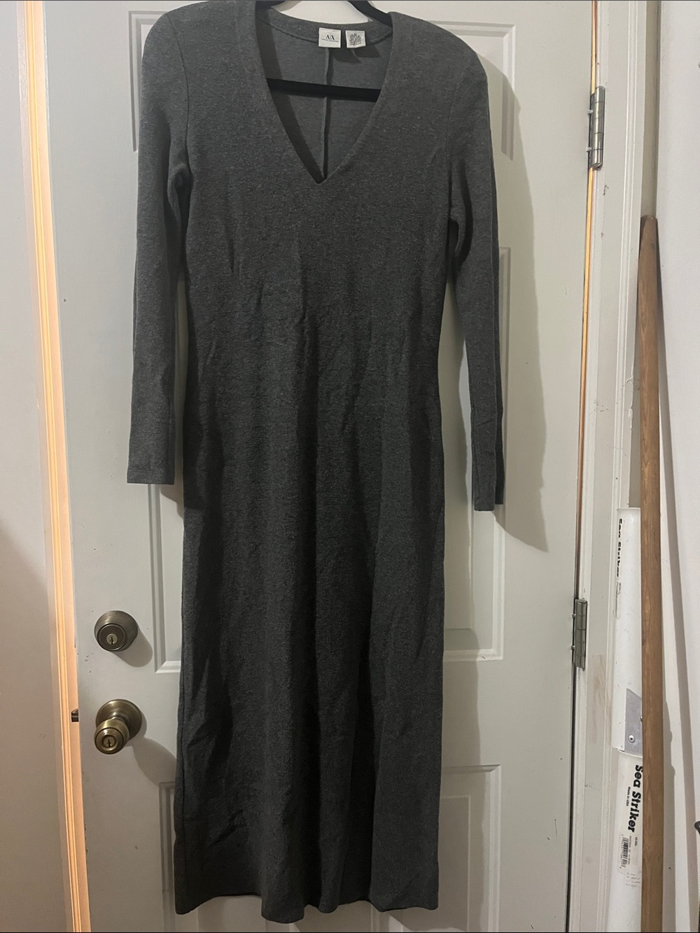 Armani Exchange V-Neck Long Sleeve Knit Dress